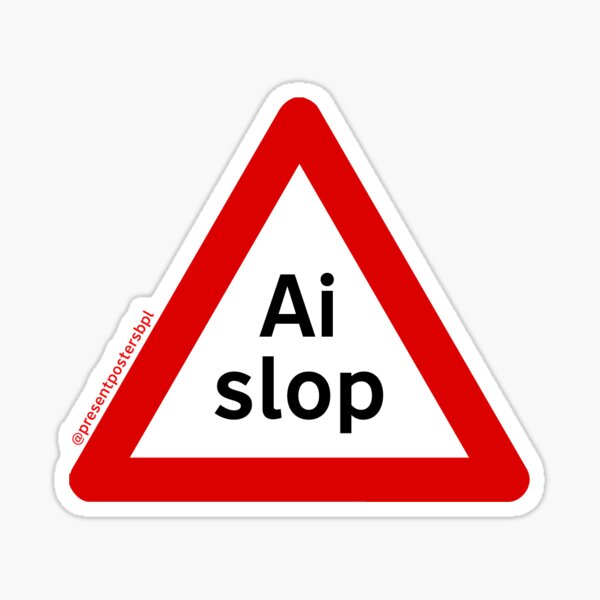 Aperçu de l'œuvre Autocollant de danger - Ai Slop créée et vendue par Present Posters.