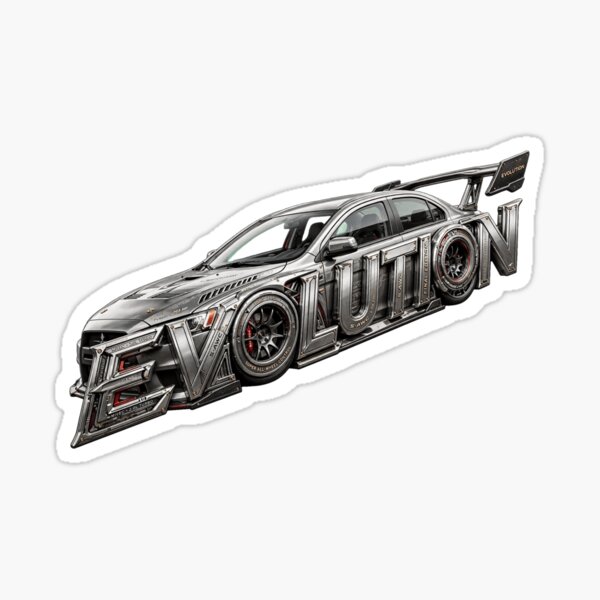 Artikelvorschau, Mitsubishi Lancer Evolution Design, Lancer Evolution Artwork, Mitsubishi Evo JDM-Fahrzeug, Evolution Performance Grafik, Japanisches Rallyeauto, Geschenk für Evo-Fans, JDM-Legende, Rallye-Rennsport entworfen und verkauft von Typologystudios.
