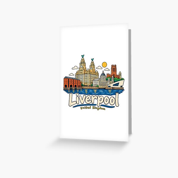 Aperçu de l'œuvre Souvenir de voyage dessiné à la main représentant un monument emblématique de Liverpool, en Angleterre (Royaume-Uni). créée et vendue par MichaeIRellov.