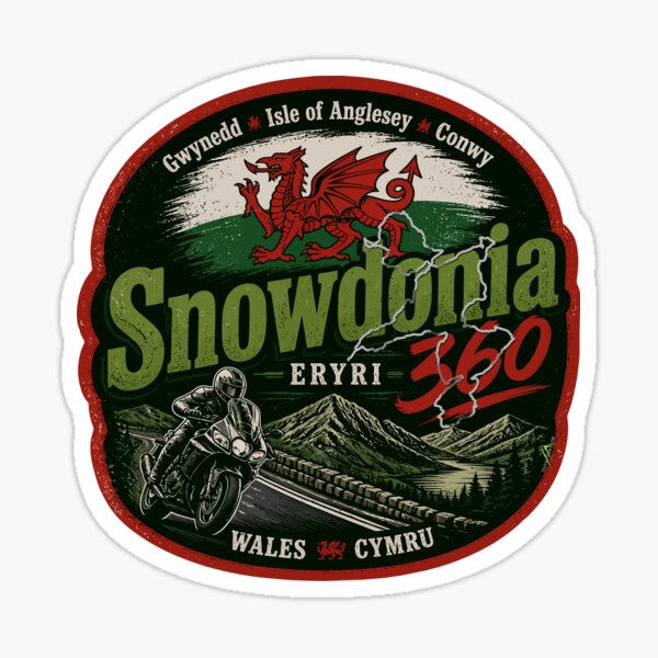 Artikelvorschau, Snowdonia 360 Wales Eryri Motorrad-Roadtrip Aufkleber T-Shirt 08 entworfen und verkauft von OuterShellUK.