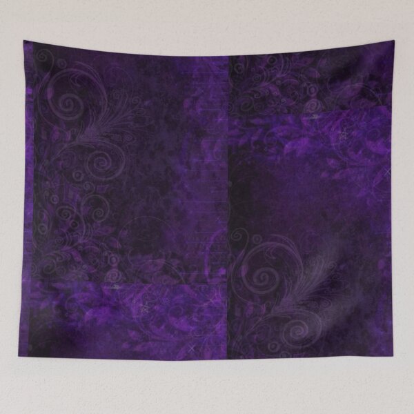 Aperçu de l'œuvre Damas violet royal Whimsigoth des années 90 - Motif floral fruité Celestial Gothic créée et vendue par BrontesWhimsyStore.
