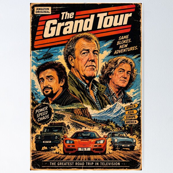 Artikelvorschau, The Grand Tour – Jeremy Clarkson, Richard Hammond & James May | Vintage-Comic aus den 80ern entworfen und verkauft von AS94 Creative Designs.