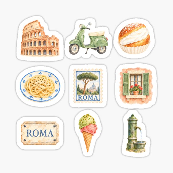 Item preview, Colección de acuarelas de viajes a Roma, Italia designed and sold by TravelScraps.