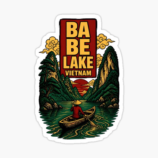 Aperçu de l'œuvre Lac Ba Be, Vietnam, tourisme vintage créée et vendue par TravelersGems.