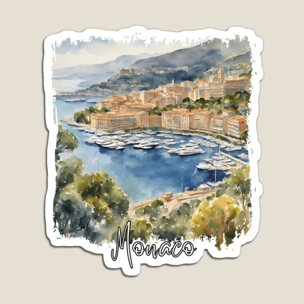 Artikelvorschau, Aquarell von Monaco, Monaco-Souvenir entworfen und verkauft von Dressyourflag.
