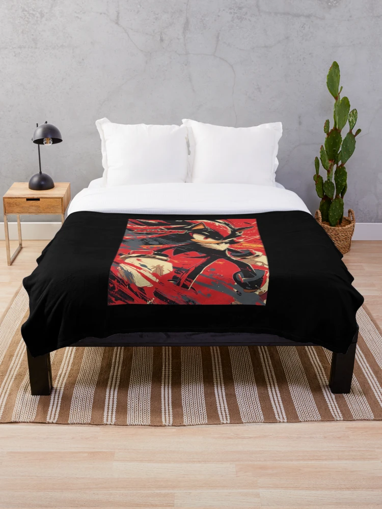 Thumbnail 1 of 6, Throw Blanket, Shadow the Hedgehog Art designed and sold by LEAHHATFIELD.