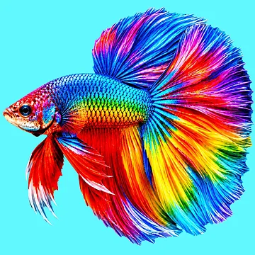 Artwork thumbnail, Vibrant Rainbow Betta Fish Artwork by MagicCrystal