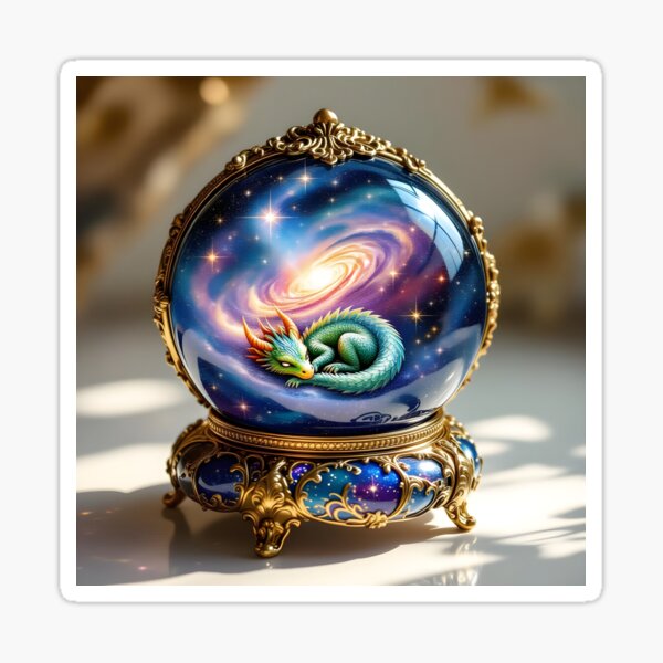 Aperçu de l'œuvre Orbe de dragon cosmique avec une galaxie lumineuse créée et vendue par yosmosverse .
