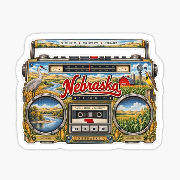Aperçu de l'œuvre Nebraska Gen X Boom Box créée et vendue par Whimspired By Paxx.