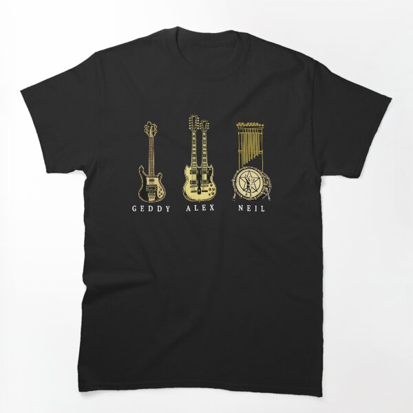 Aperçu de l'œuvre Hommage à Rush Instruments – Geddy Lee, Alex Lifeson et Neil Peart créée et vendue par The-Jerk-Store.