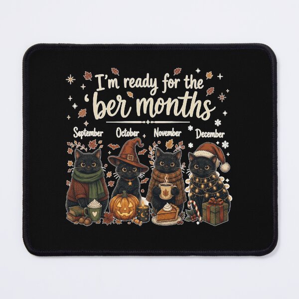 Aperçu de l'œuvre Je suis prêt pour les vacances des mois en -bre (bre) ! Chats noirs drôles créée et vendue par Chaya Reid.