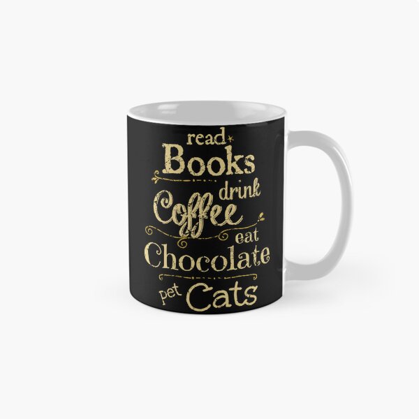 Item preview, leer libros, tomar café, comer chocolate, gatos domésticos designed and sold by FandomizedRose.