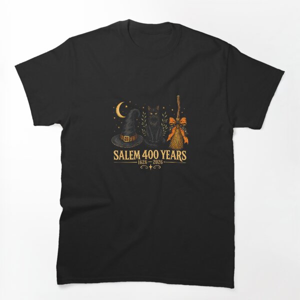 Aperçu de l'œuvre Salem 400e anniversaire Chapeau de sorcière Chat Balai Halloween créée et vendue par Denenberg Jardel.