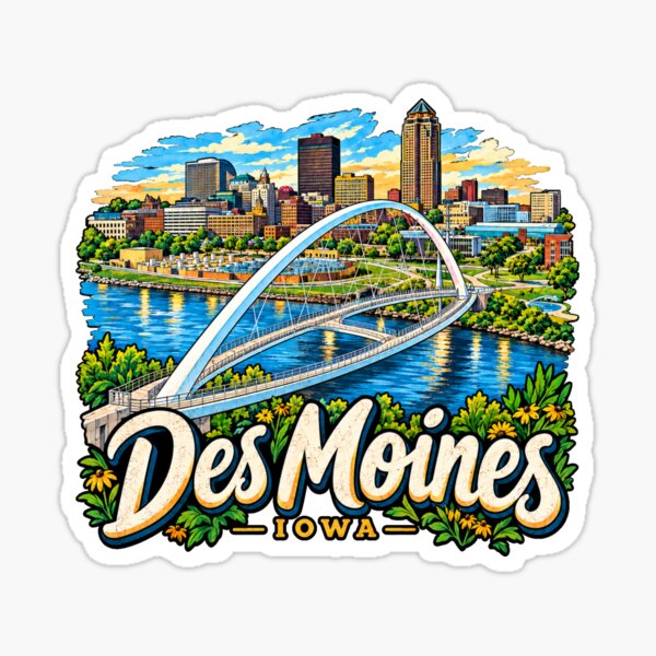 Aperçu de l'œuvre Souvenir de voyage dessiné à la main représentant un monument de Des Moines, Iowa créée et vendue par MichaeIRellov.
