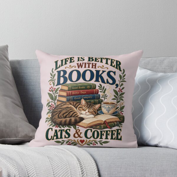 Artikelvorschau, Das Leben ist schöner mit Büchern, Katzen und Kaffee. entworfen und verkauft von taiche.