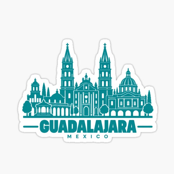 Aperçu de l'œuvre Affiche de la skyline de Guadalajara, Mexique (dessin au trait) créée et vendue par CMYKStudio.