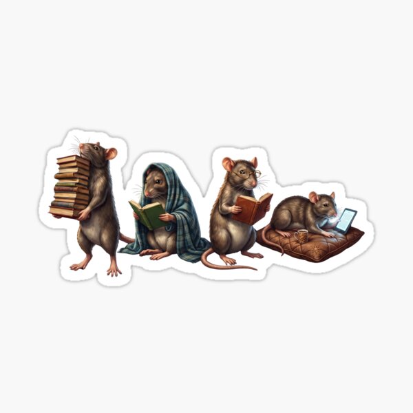 Aperçu de l'œuvre Lecteur de livres Rat, amoureux des chiens créée et vendue par dian-rody-crest.