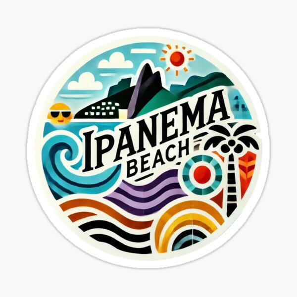 Artikelvorschau, Retro-Grafik vom Ipanema-Strand – Rio de Janeiro, Brasilien, Reisekunst (klein) entworfen und verkauft von ChicClicker.