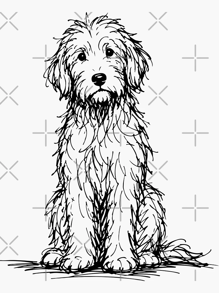 Imagen 3 de 3, Pegatina con la obra Boceto de cachorro Goldendoodle, diseñada y vendida por pixiedustpaint.