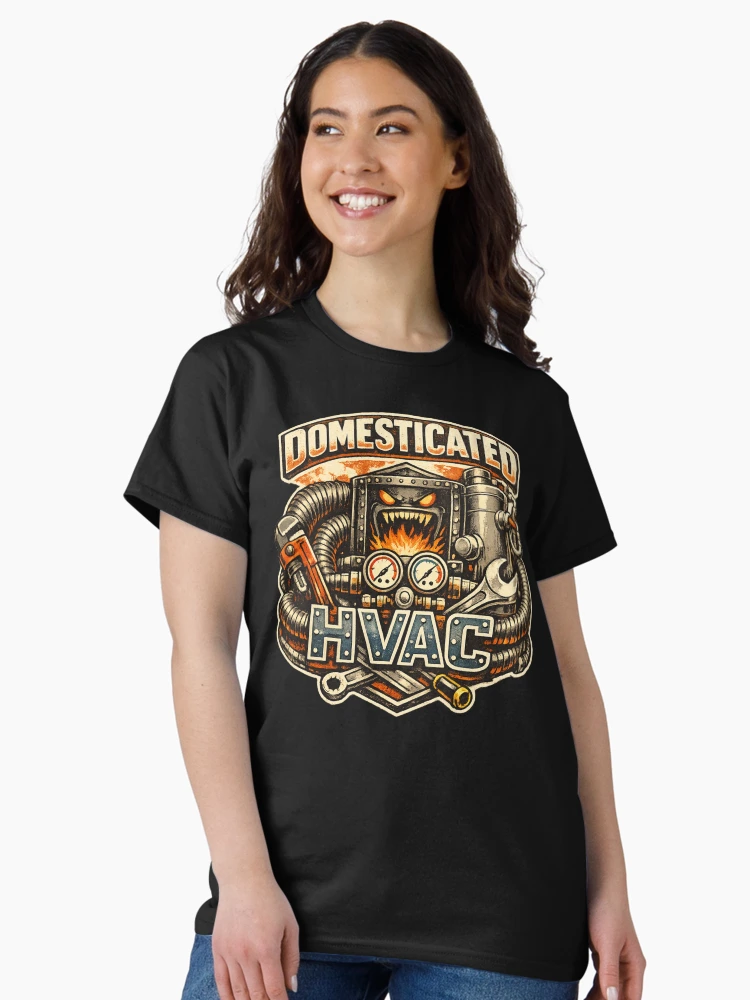 Thumbnail 3 of 7, Classic T-Shirt, Domesticated HVAC Beast - Fiery Furnace Mascot for HVAC Techs designed and sold by FrozenHeat97.