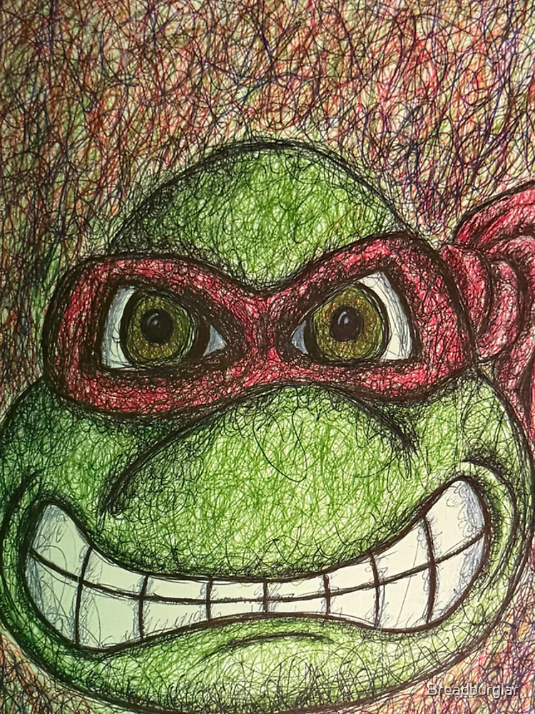 Thumbnail 4 of 4, iPhone Case, TMNT Raphael bic pen scribble art designed and sold by Breadburglar.