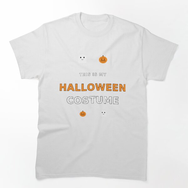 Aperçu de l'œuvre T-shirt humoristique « Voici mon costume d'Halloween » créée et vendue par Wonderland Graphics.