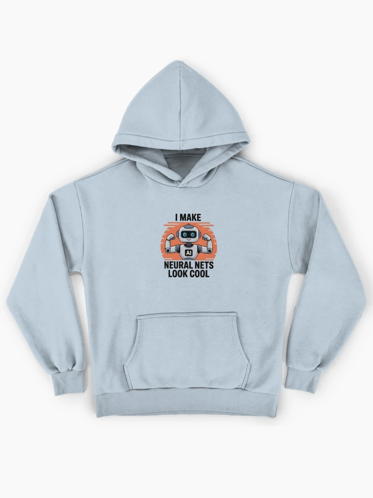 Imagen 1 de 6, Sudadera con capucha oversize prémium con la obra Hago que las redes neuronales parezcan geniales: humor tecnológico y divertido sobre IA., diseñada y vendida por Jollys-ArtShop.