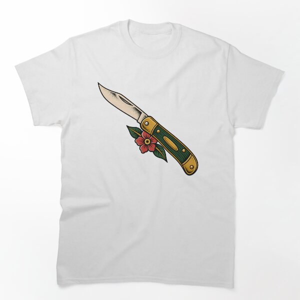 Aperçu de l'œuvre Couteau de poche et tatouage de fleur – Restez vigilant créée et vendue par Tattee.