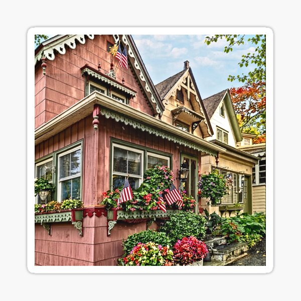 Aperçu de l'œuvre Mont Tabor, NJ – Rue aux maisons roses créée et vendue par Susan Savad.