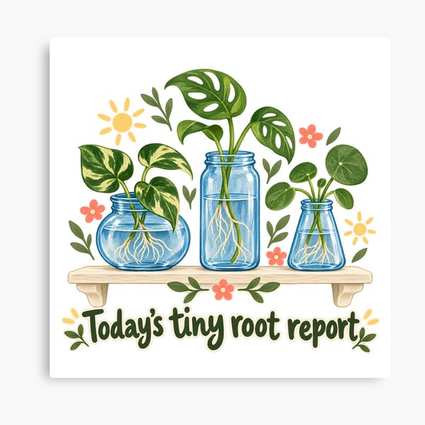 Aperçu de l'œuvre Bulletin Tiny Root du jour – Multiplication des plantes d'intérieur créée et vendue par Chase The Trend.