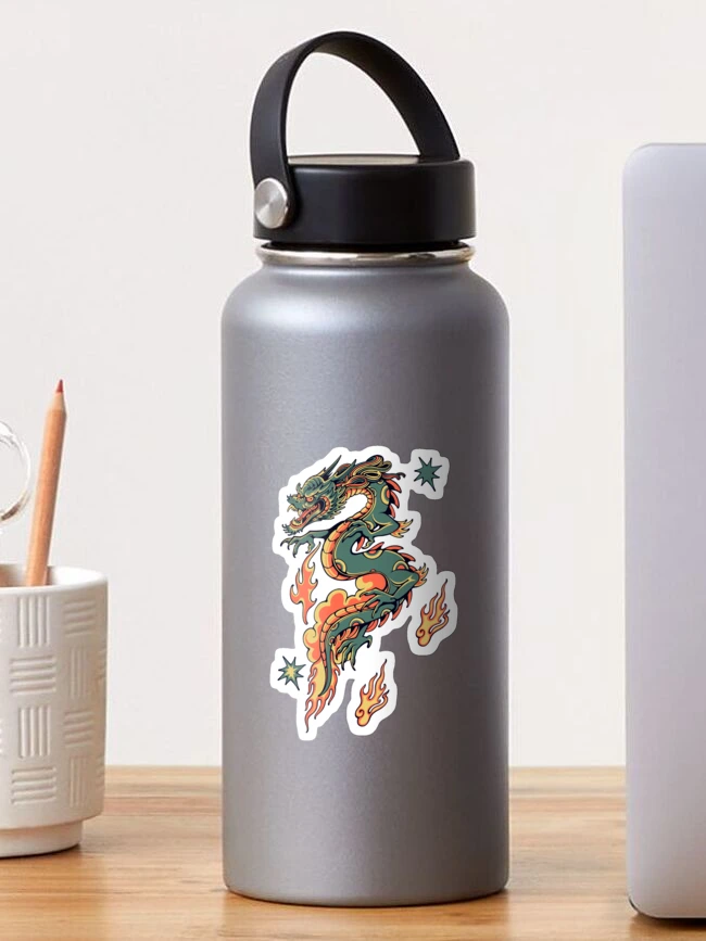 Thumbnail 1 of 3, Sticker, old school dragon design art designed and sold by hnsstudio.