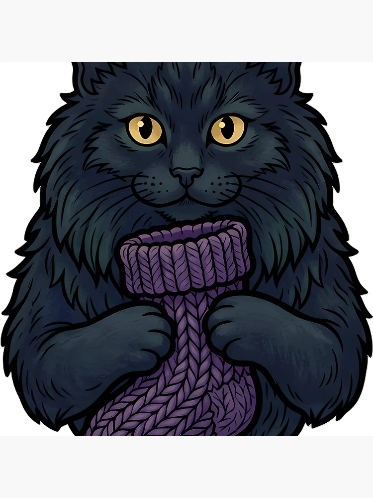 Imagen 5 de 5, Bloque acrílico con la obra Gato navideño con calcetín de punto grueso - Emblema de Navidad oscura, diseñada y vendida por IllumeInk.