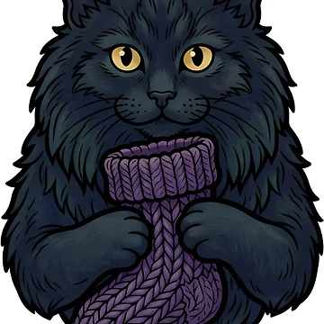 Imagen de la obra Gato navideño con calcetín de punto grueso - Emblema de Navidad oscura de IllumeInk