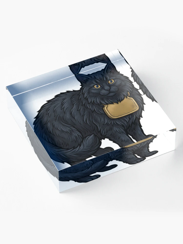 Imagen 4 de 5, Bloque acrílico con la obra Gato de Navidad con una placa de cofre de oro - Emblema de Navidad oscura, diseñada y vendida por IllumeInk.