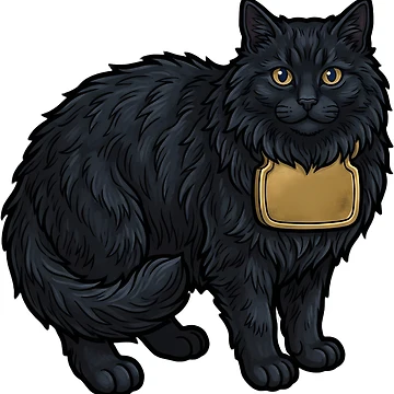 Imagen de la obra Gato de Navidad con una placa de cofre de oro - Emblema de Navidad oscura de IllumeInk