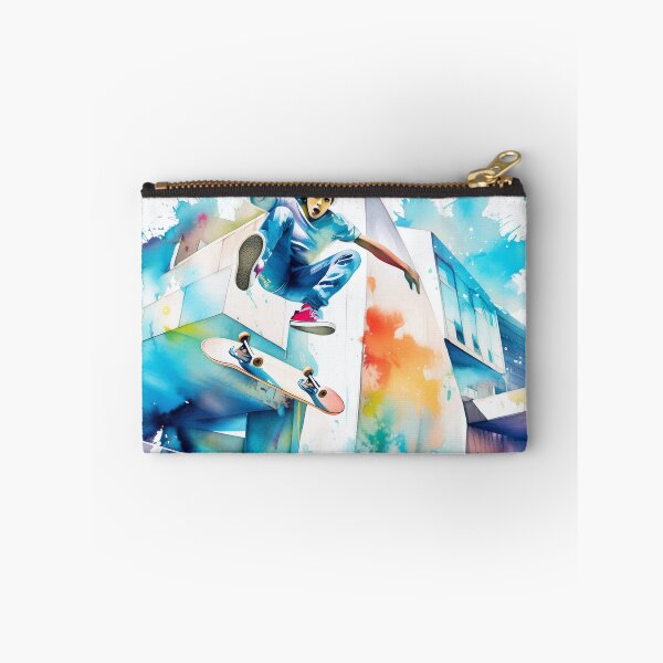 Item preview, Skateboarding scene with dynamic pose and splashes of color designed and sold by homydesign.