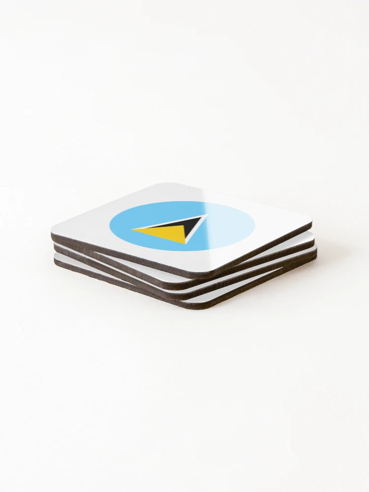 Thumbnail 4 of 5, Coasters (Set of 4), Saint Lucia Circle Flag LC designed and sold by shitpostee.
