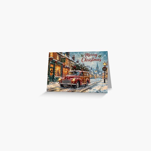 Item preview, Tarjetas navideñas de coches clásicos: Morris Minor Traveller designed and sold by Fuel-Shirts.