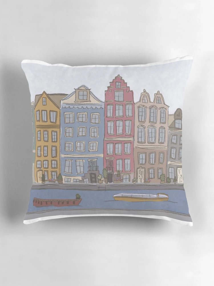 Thumbnail 3 of 4, Pillow, Amsterdam Illustration designed and sold by artyfartyel.