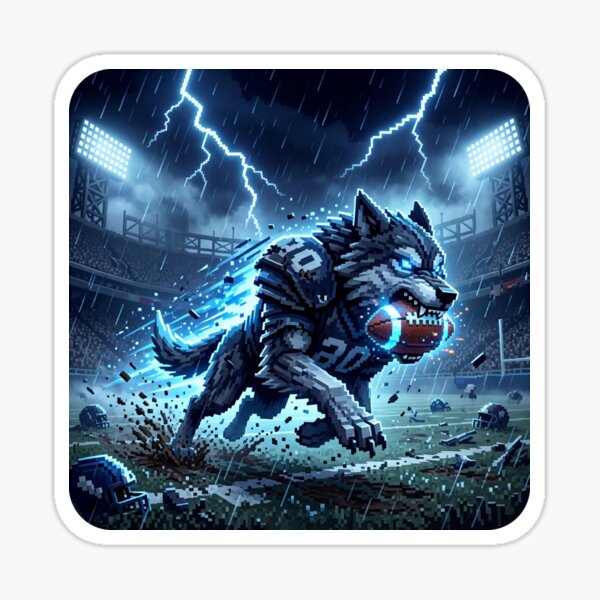 Aperçu de l'œuvre Loup en pixel art | joueur de football créée et vendue par Pandora´s Box.