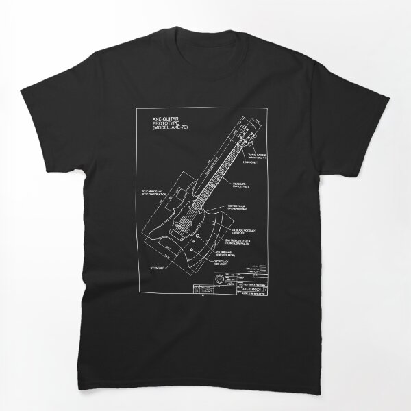 Aperçu de l'œuvre Schéma technique et plan du prototype de guitare hache créée et vendue par kanjxtan.