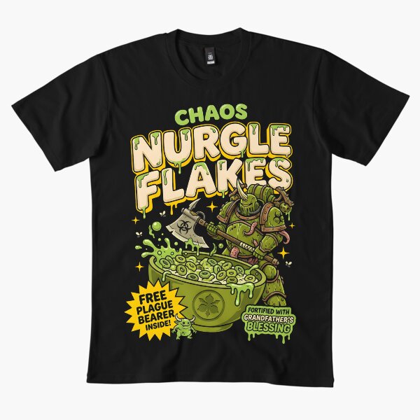Item preview, Parodia de los cereales Nurgle Flakes - Camiseta de la Guardia de la Muerte de Warhammer 40k designed and sold by BravenBold.