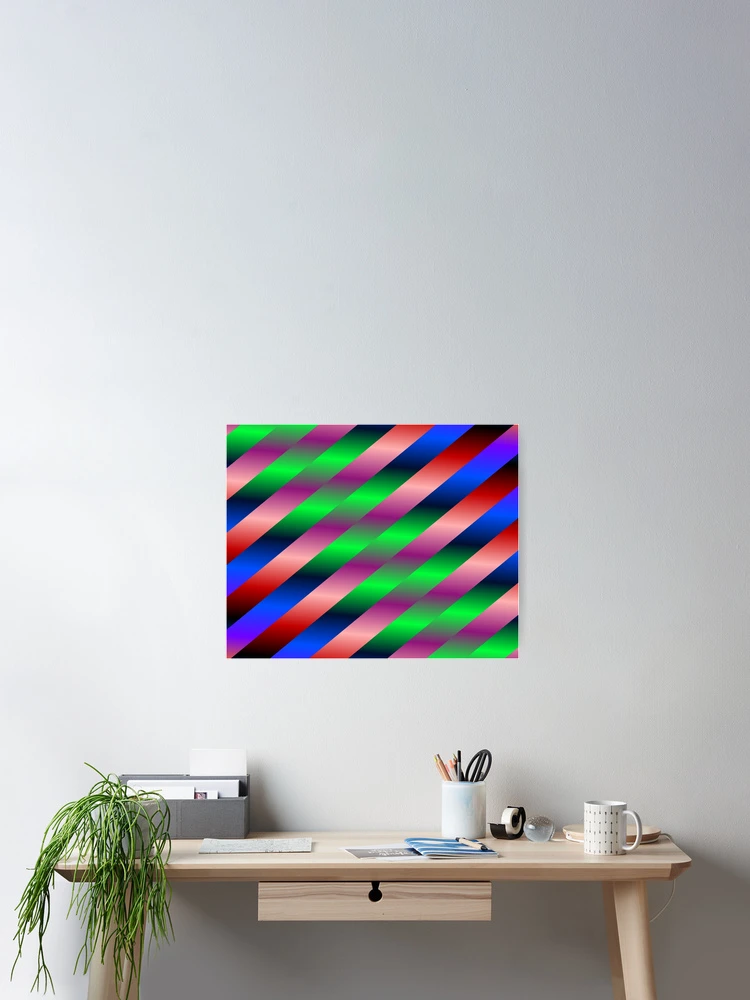 Thumbnail 2 of 3, Poster, Vibrant Multicolor Diagonal Stripe Pattern designed and sold by István Beresnyák.