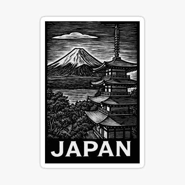 Artikelvorschau, Japanischer Linolschnitt-Stil entworfen und verkauft von Thistle-TShop.