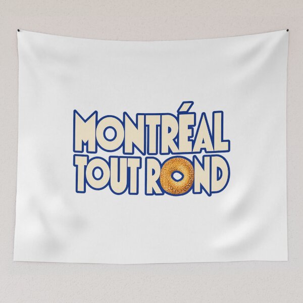 Item preview, Montreal Tout Rond: Bagel Lettering in Cream and Blue designed and sold by Fenay Designs.