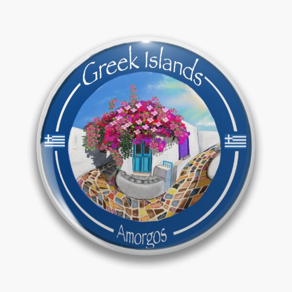 Item preview, Amorgos — Insignia de las Islas Griegas, Avenida de las Buganvillas en las Cícladas designed and sold by Cobalt & Stone Art.