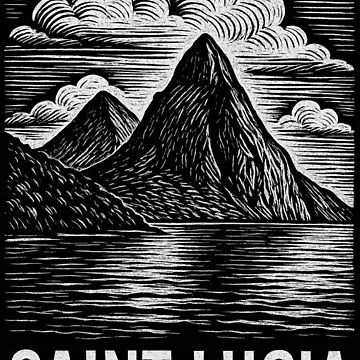 Artwork thumbnail, Saint Lucia Linocut Style by Thistle-TShop