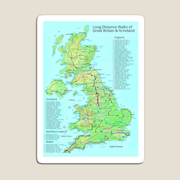 Aperçu de l'œuvre Randonnées longue distance en Grande-Bretagne et en Irlande du Nord créée et vendue par Inspiring Maps.