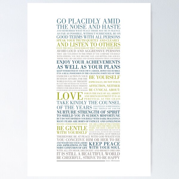 Aperçu de l'œuvre Desiderata de Max Ehrmann (multicolore) créée et vendue par TypographyTales.
