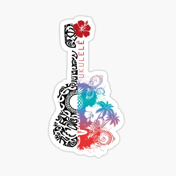 Aperçu de l'œuvre UKULELE TATOUAGE POLYNESIEN HIBISCUS créée et vendue par matai-anuanua.